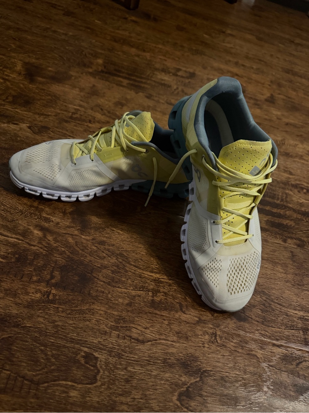 On Running Men's Athletic Sneakers in Yellow and Light Gray